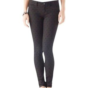 NEW White House Black Market Black Flocked Dot Skinny Jeans Size XXS
